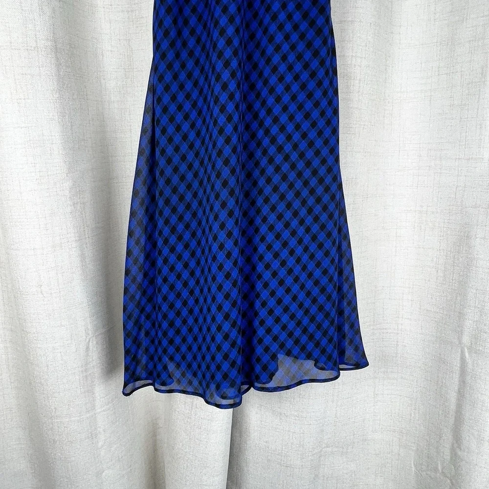 NEW! Polo Ralph‎ Lauren Girls 16 Royal Blue Black Gingham Chiffon Dress $75